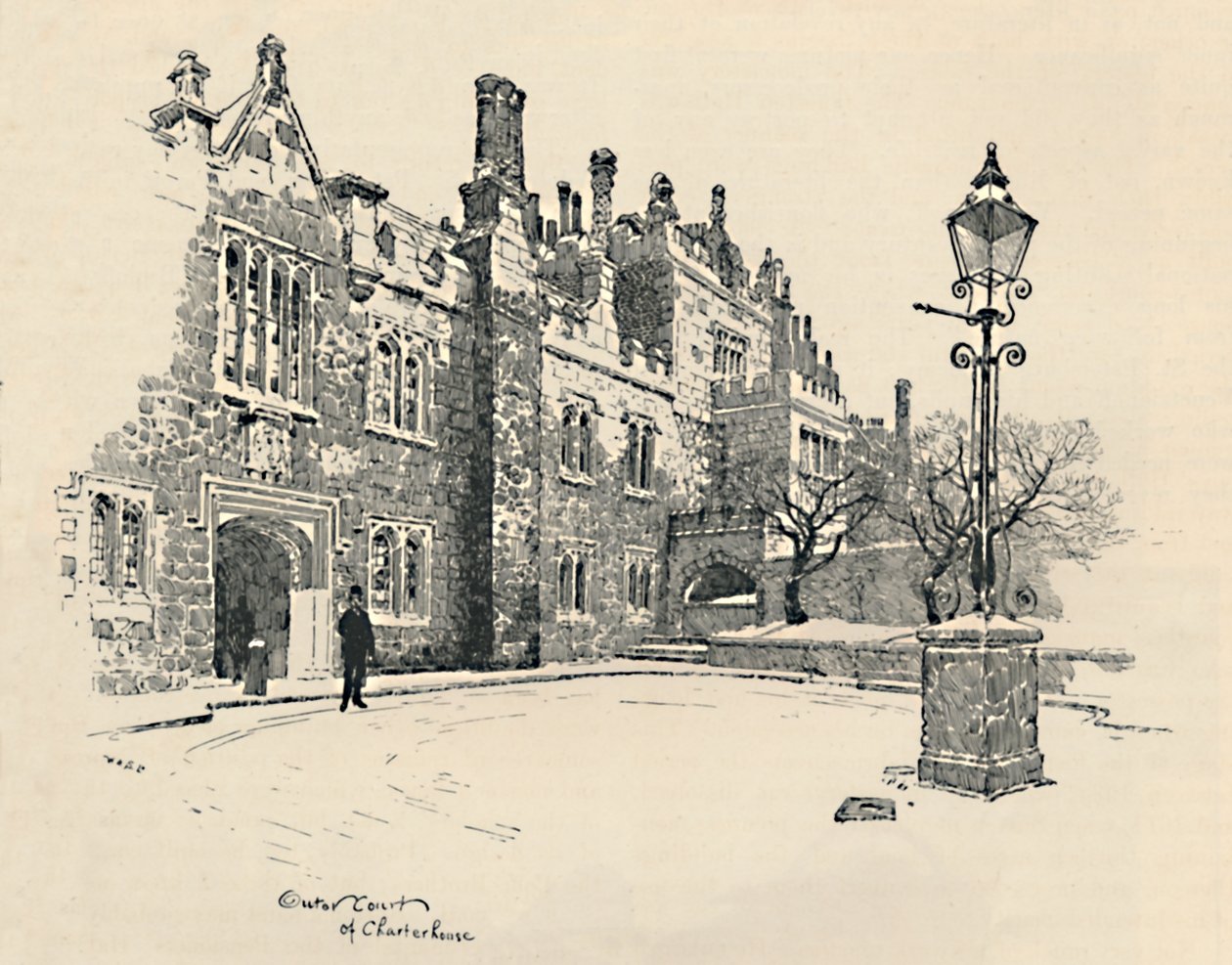 Old Charterhouse: Masters Court, 1886 tekijältä Joseph Pennell