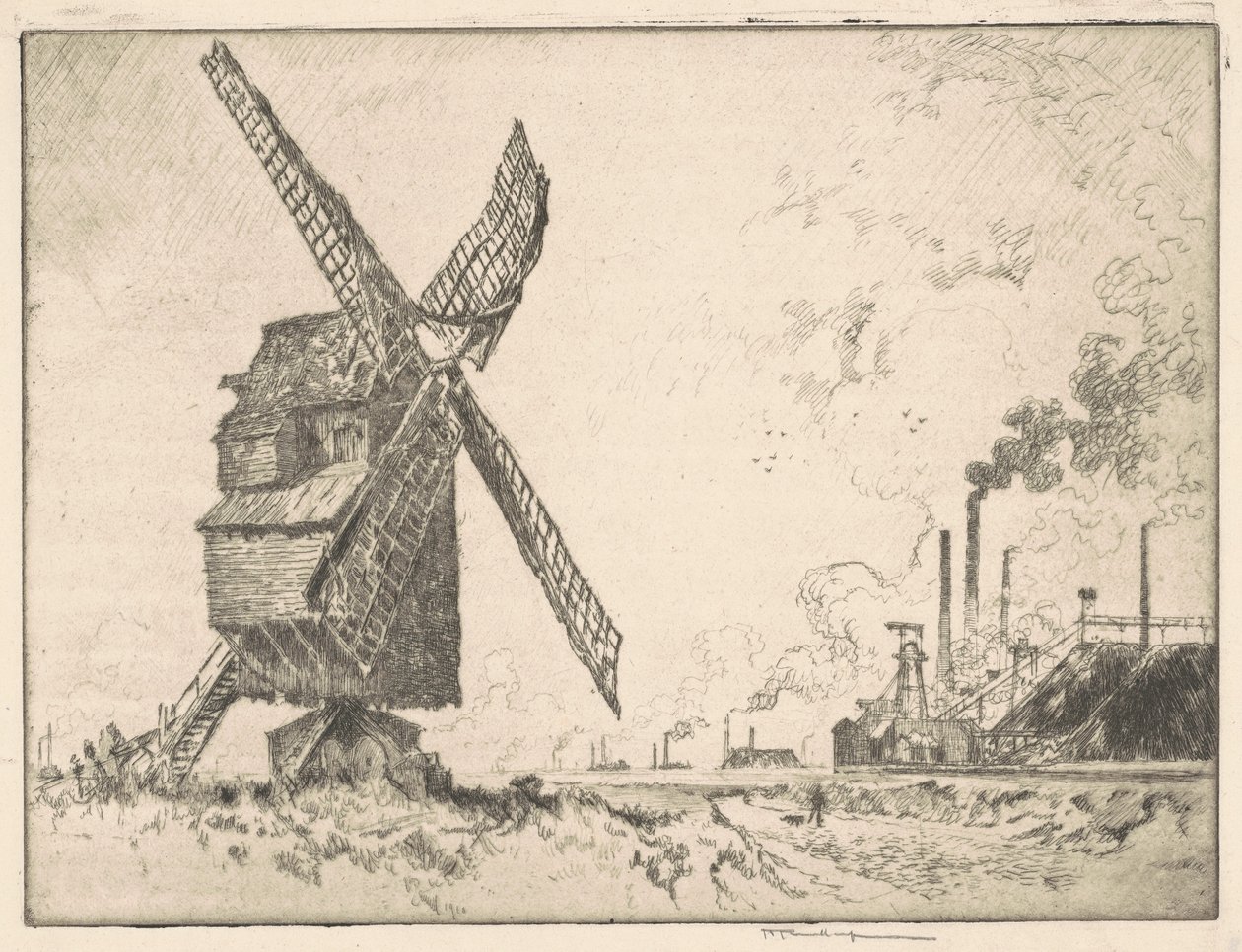 Molins vells i nous, Valenciennes, 1910. finlandès tekijältä Joseph Pennell