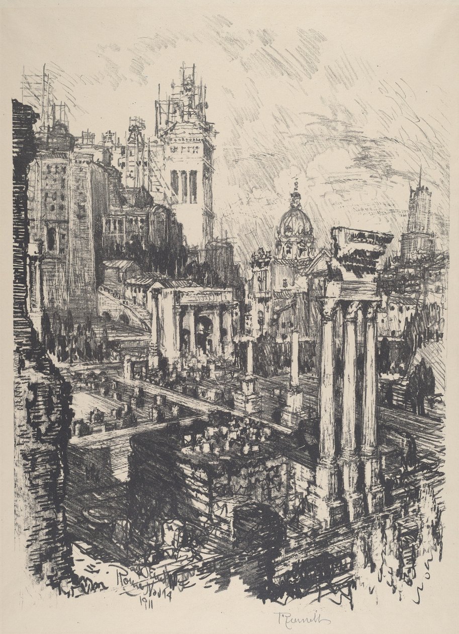 Vanha ja Uusi Rooma, Victor Emanuel -monumentti, 1911. tekijältä Joseph Pennell