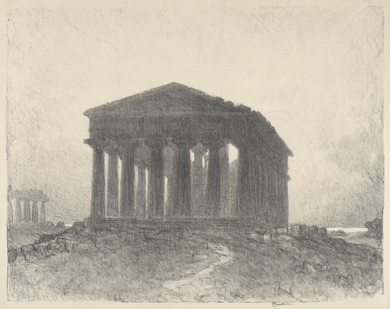 Paestum, Ilta, 1913. tekijältä Joseph Pennell