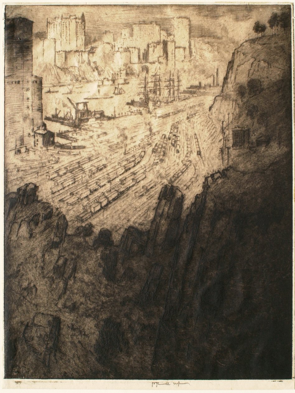 Jyrkänteitä ja palatseja, New York tekijältä Joseph Pennell