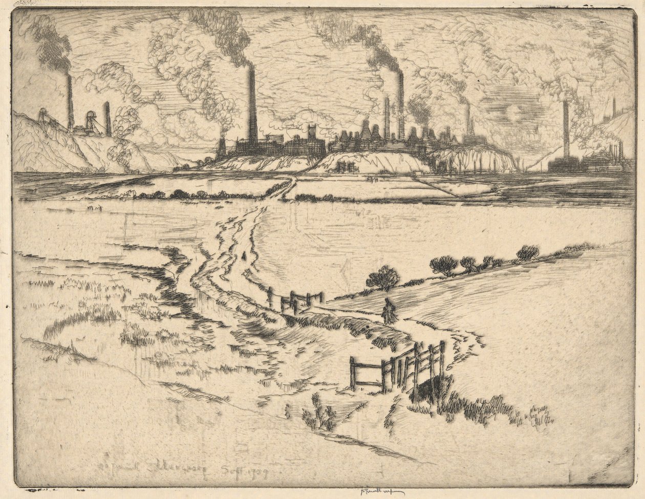 Potlands, Longport, syyskuu 1909, (Stokes?) tekijältä Joseph Pennell