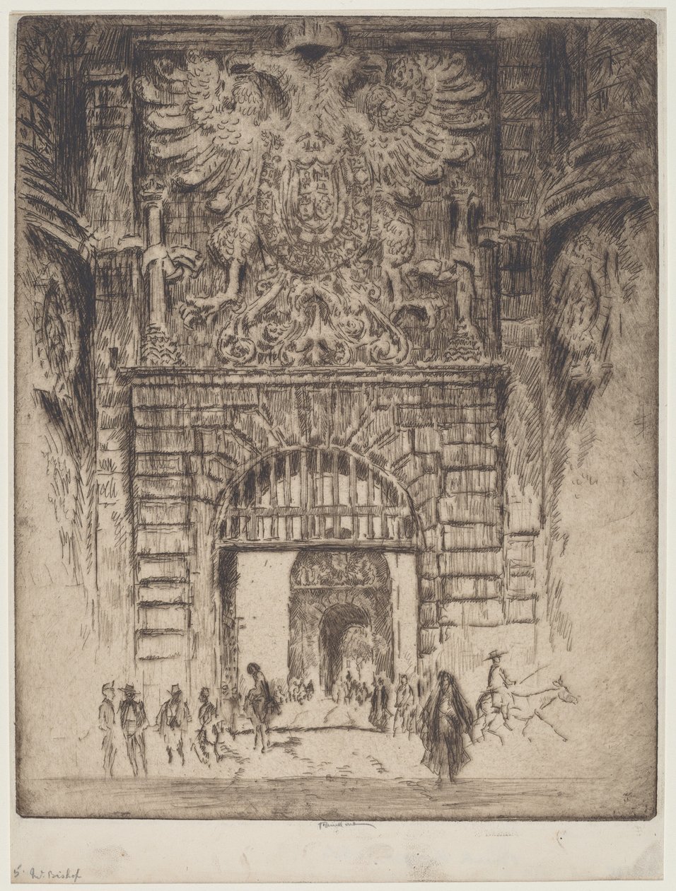 Puerta Bisagra, Madridin portti, Toledo tekijältä Joseph Pennell
