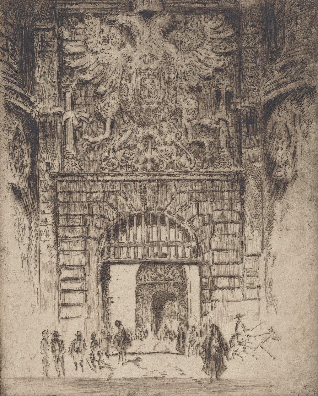 Visagara Gate, Madridin portti, Toledo, 1904. tekijältä Joseph Pennell