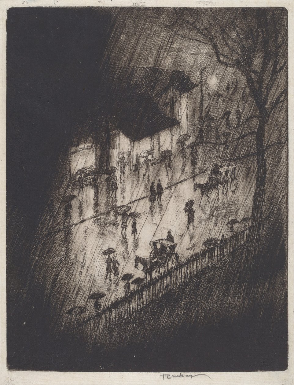Nit plujosa, Charing Cross Shopsfinnish tekijältä Joseph Pennell