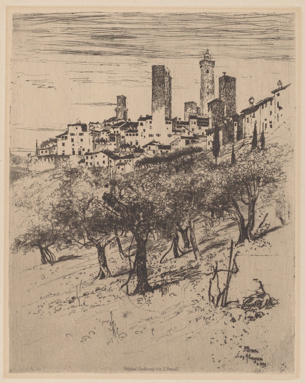 Pyhä Gimignano tekijältä Joseph Pennell