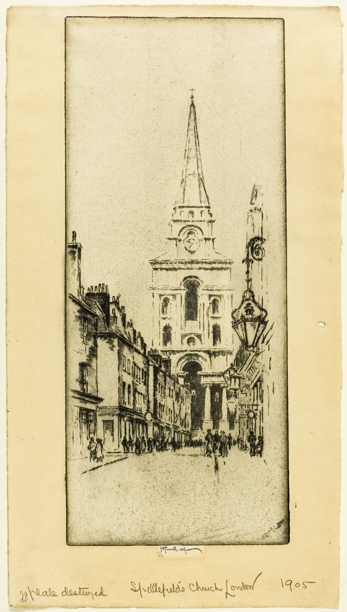 Spitalfieldsin kirkko tekijältä Joseph Pennell