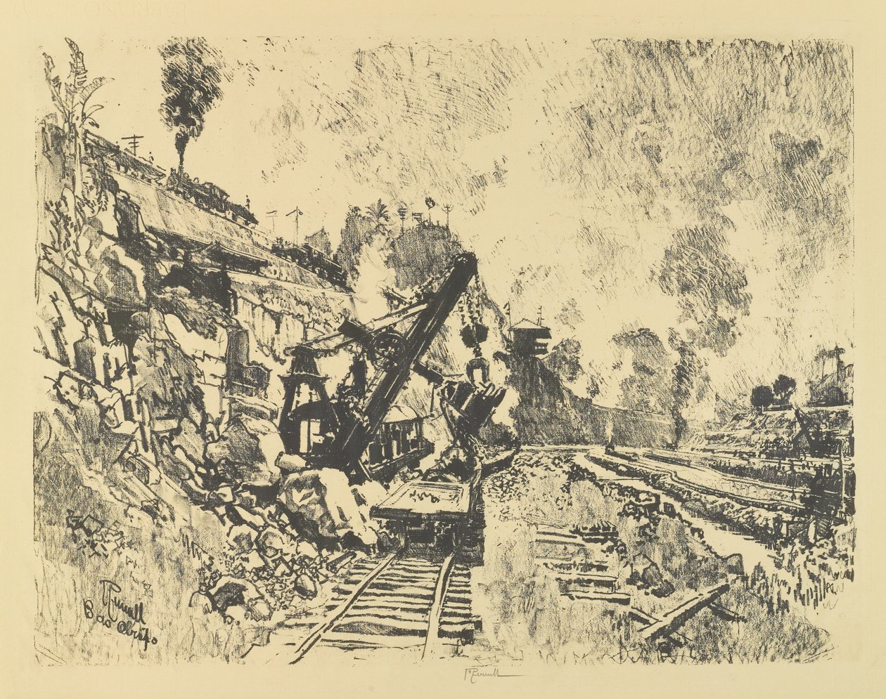 Steam Shovel in the Cut Bas Obispossa tekijältä Joseph Pennell