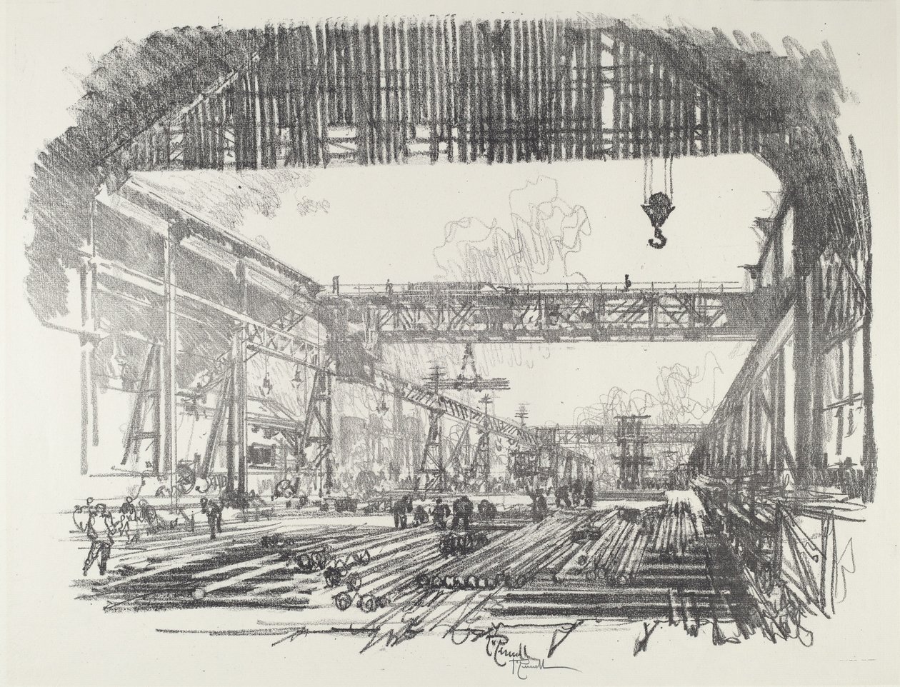 Terästangot kuorille, 1916. tekijältä Joseph Pennell