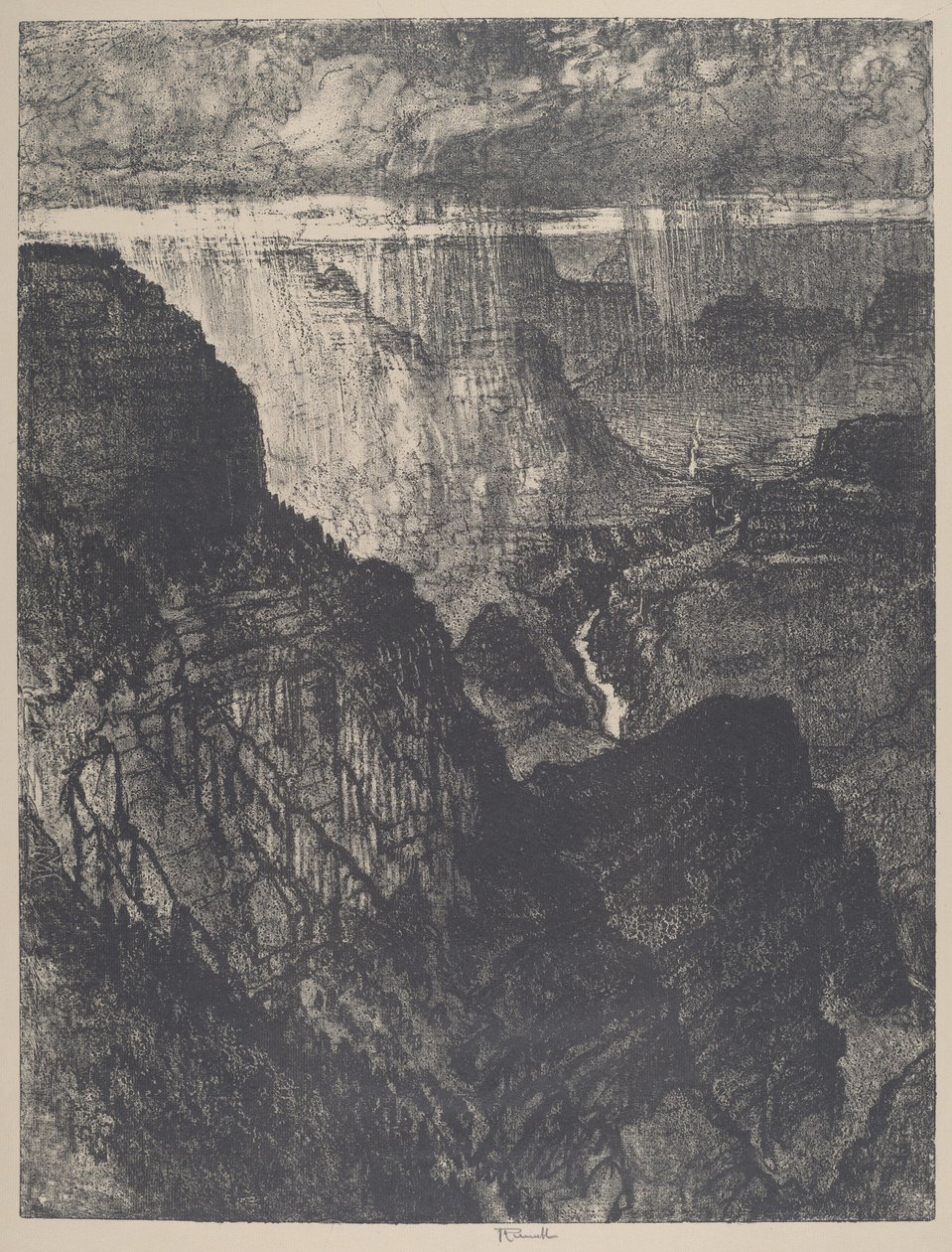Myrsky Grand Canyonissa, 1912. tekijältä Joseph Pennell