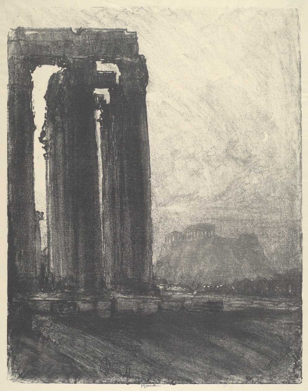 Jupiterin temppeli, ilta, 1913. tekijältä Joseph Pennell