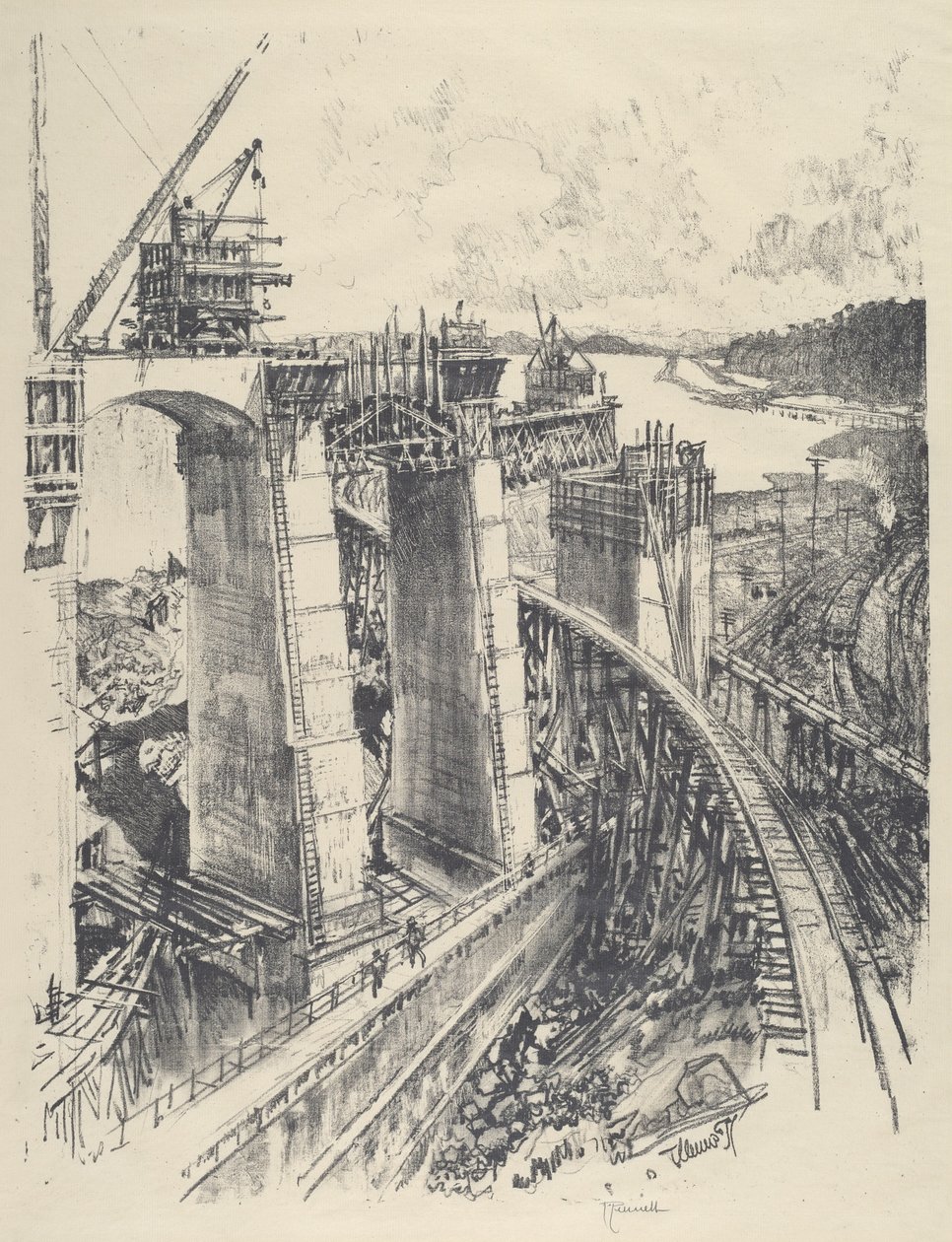 Lähestymistapa Gatunin lukkoon, 1912. tekijältä Joseph Pennell