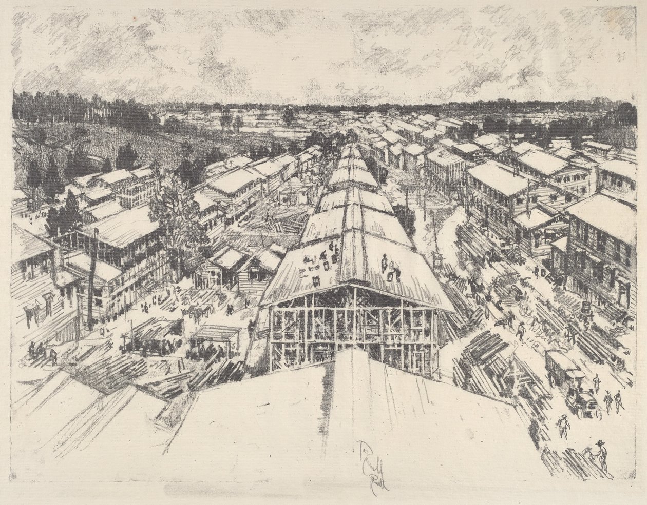 Leiri, uusi arkkitehtuuri, 1917. tekijältä Joseph Pennell