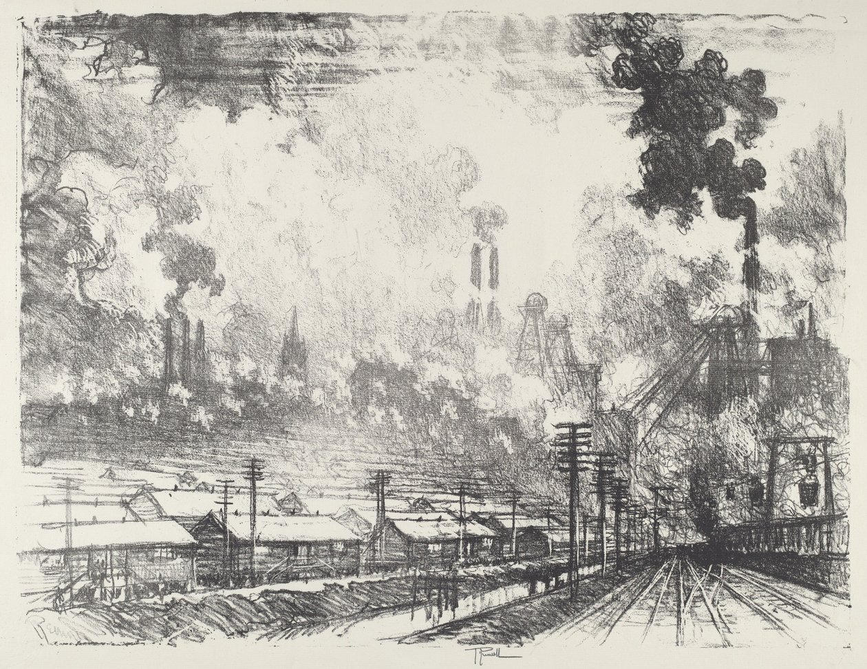 Hiilikaivos, 1916. tekijältä Joseph Pennell
