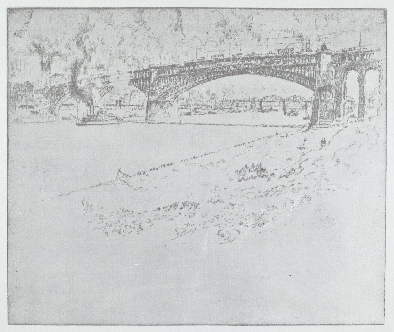 Eads Bridge, St. Louis [ylhäällä], 1919 tai sen jälkeen. tekijältä Joseph Pennell