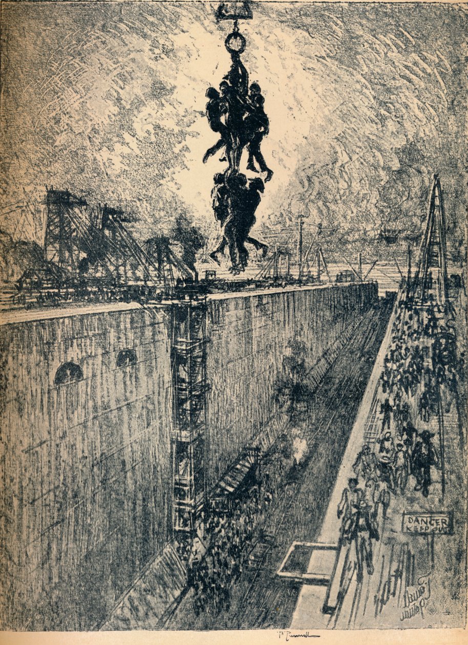 Päivän loppu - Gatunin lukko, 1912 tekijältä Joseph Pennell
