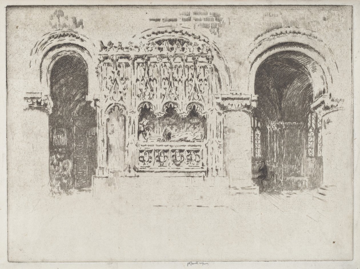Perustajan hauta, Pyhän Bartolomeus Suuren kirkko tekijältä Joseph Pennell