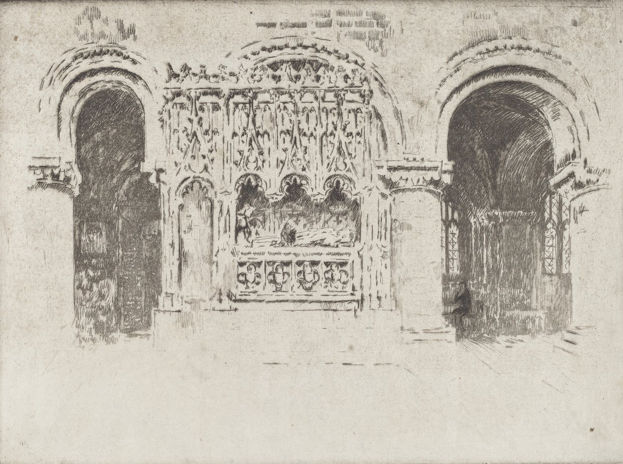 Perustajan hauta, Pyhän Bartolomeus Suuren kirkko, 1903. tekijältä Joseph Pennell
