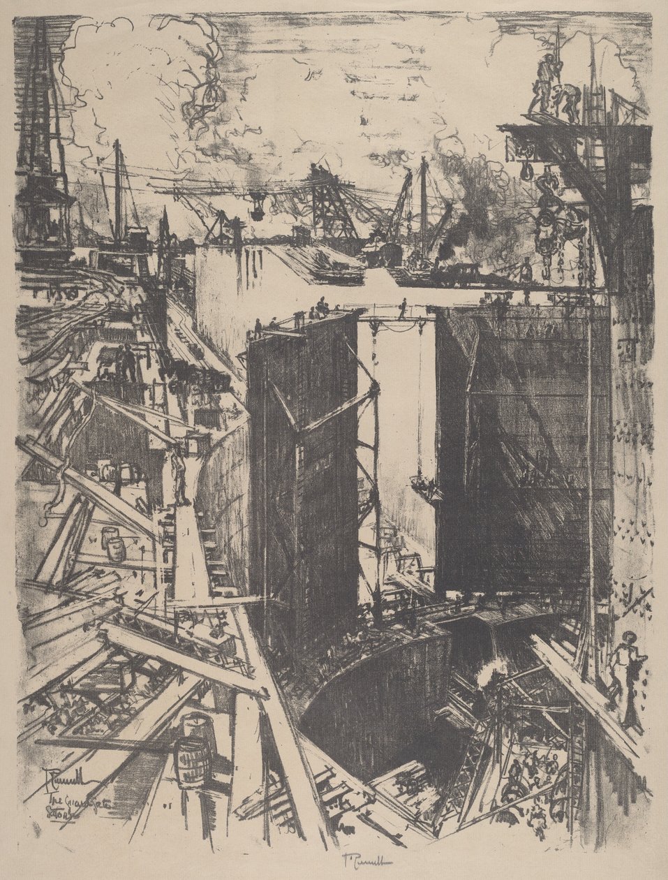 Vartioportti, Gatun Lock, 1912. tekijältä Joseph Pennell