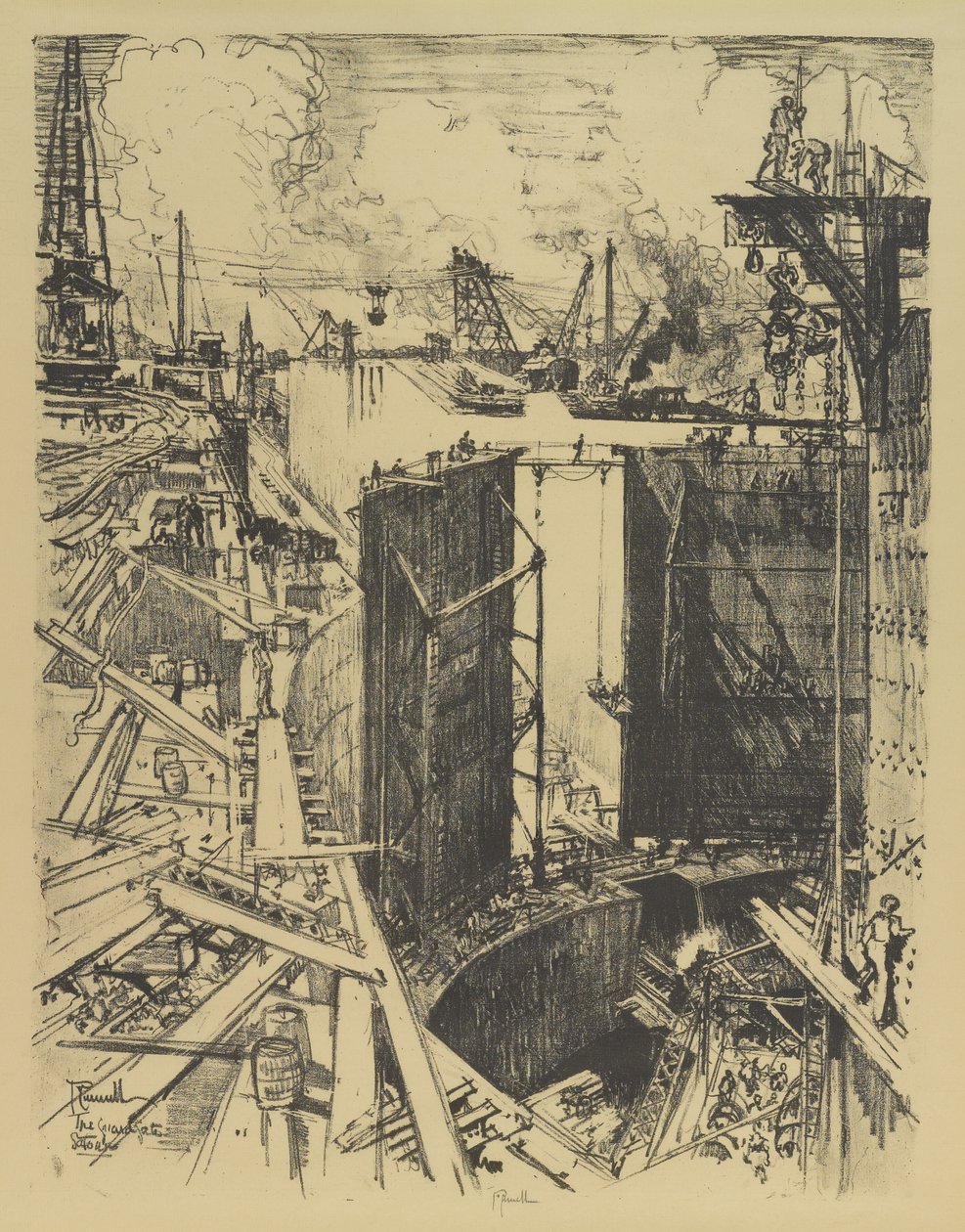 Vartioportti, Gatunin lukko, 1912 tekijältä Joseph Pennell