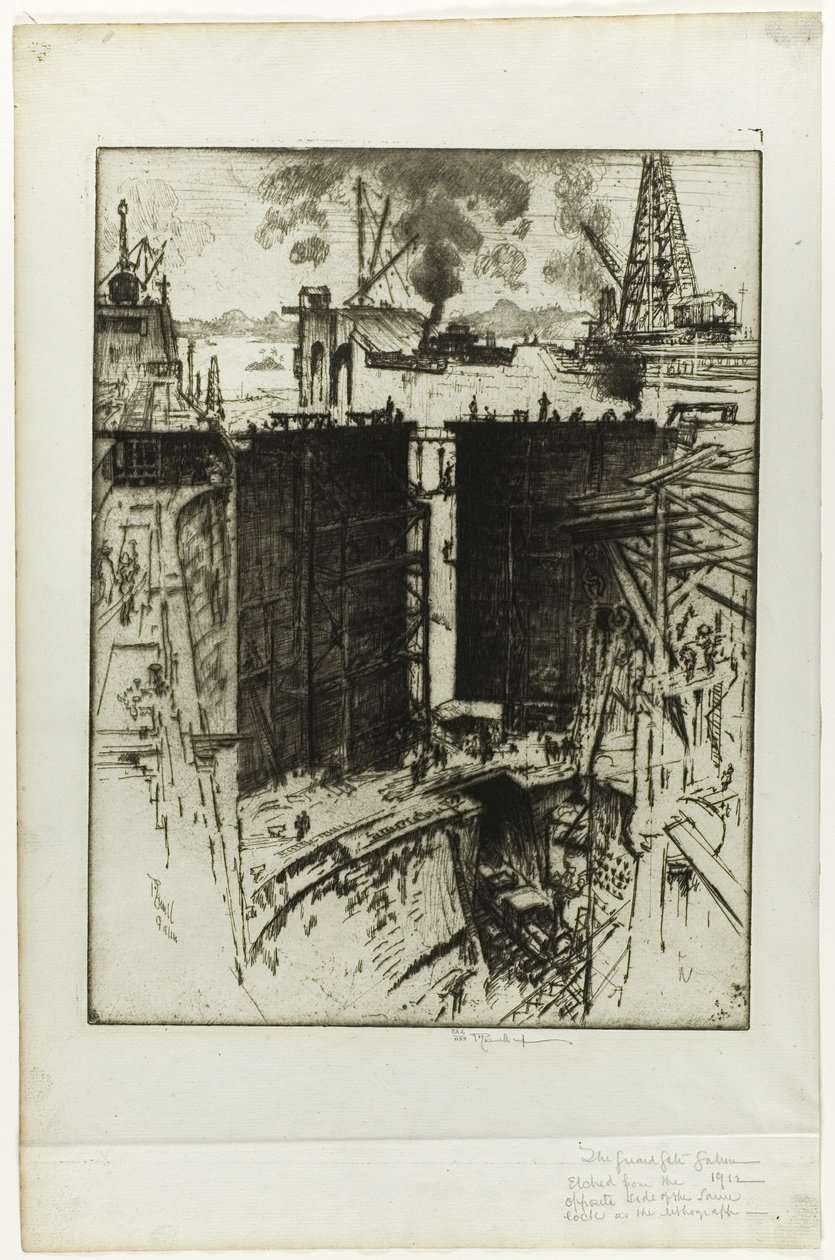 Vartioportti, Gatun Lock, Panama tekijältä Joseph Pennell