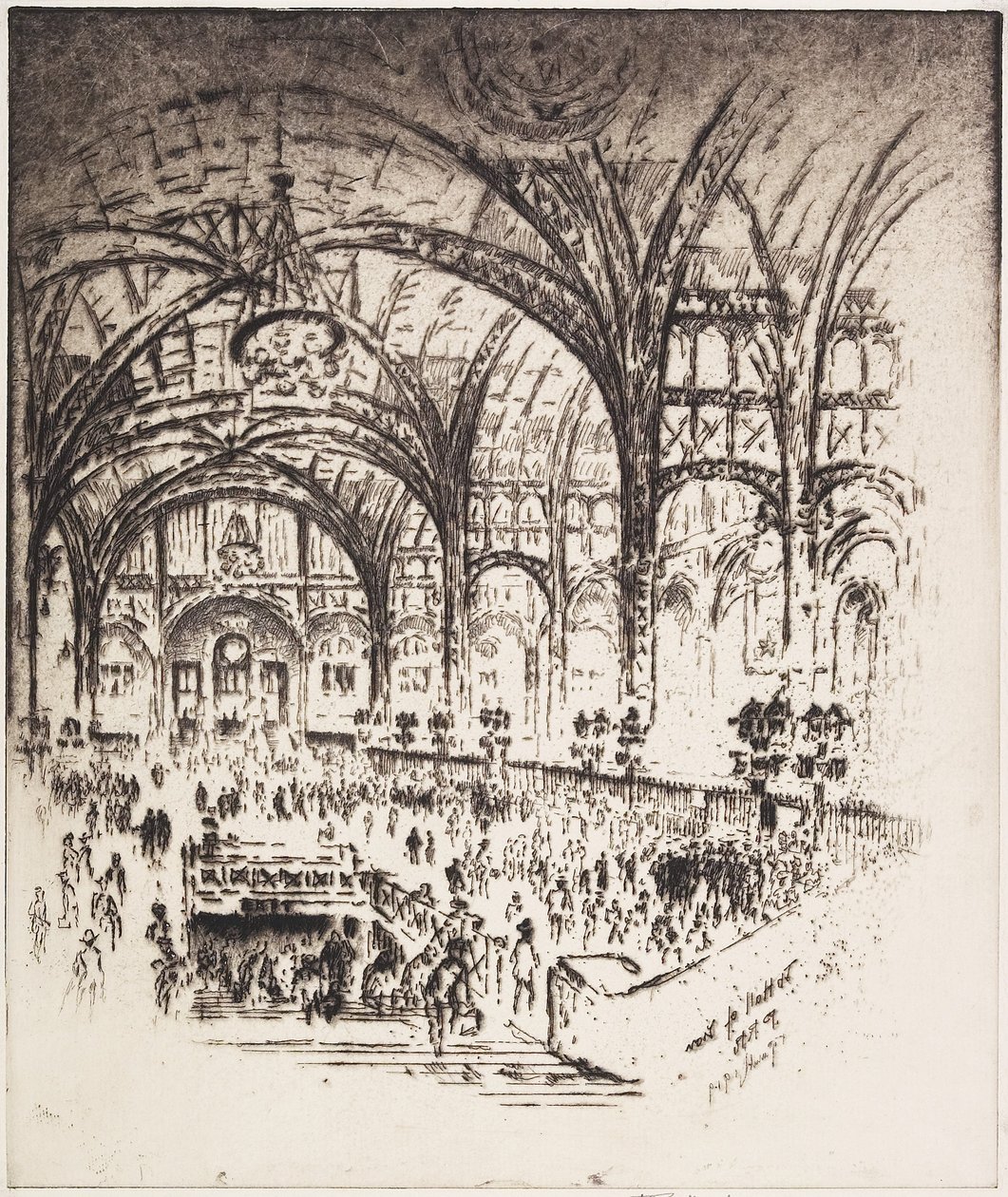 The Hall of Iron, Pennsylvania Station, New York, 1919 tekijältä Joseph Pennell