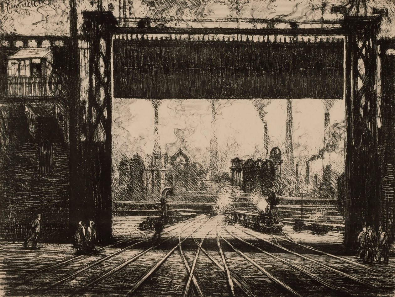 Rautaportti, Charleroi, sarjasta "Belgia" tekijältä Joseph Pennell
