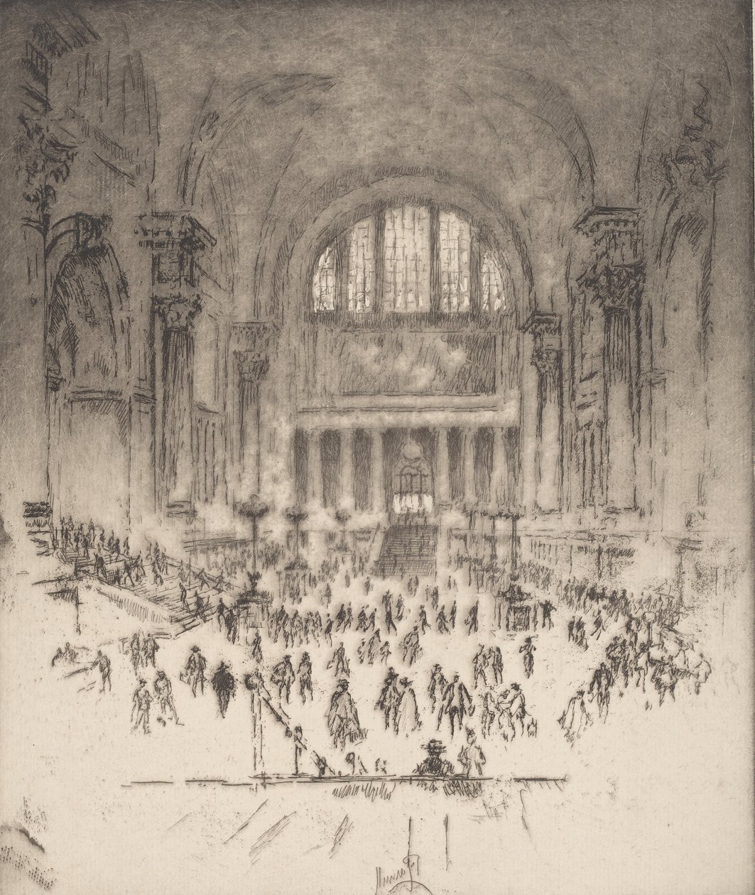 Marble Hall, Pennsylvania Station, New York, 1919. tekijältä Joseph Pennell