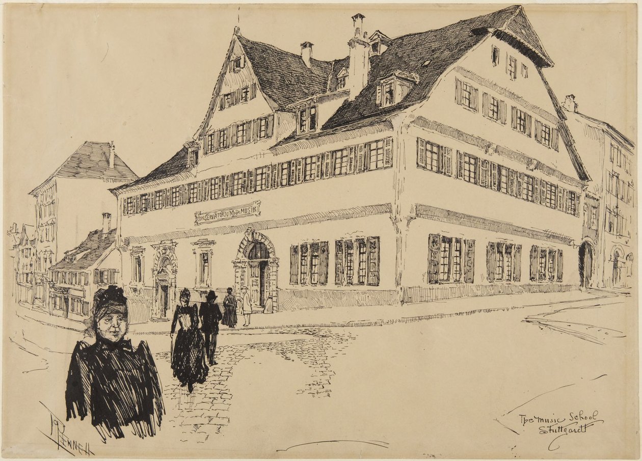 Musiikkikoulu, Stuttgart tekijältä Joseph Pennell