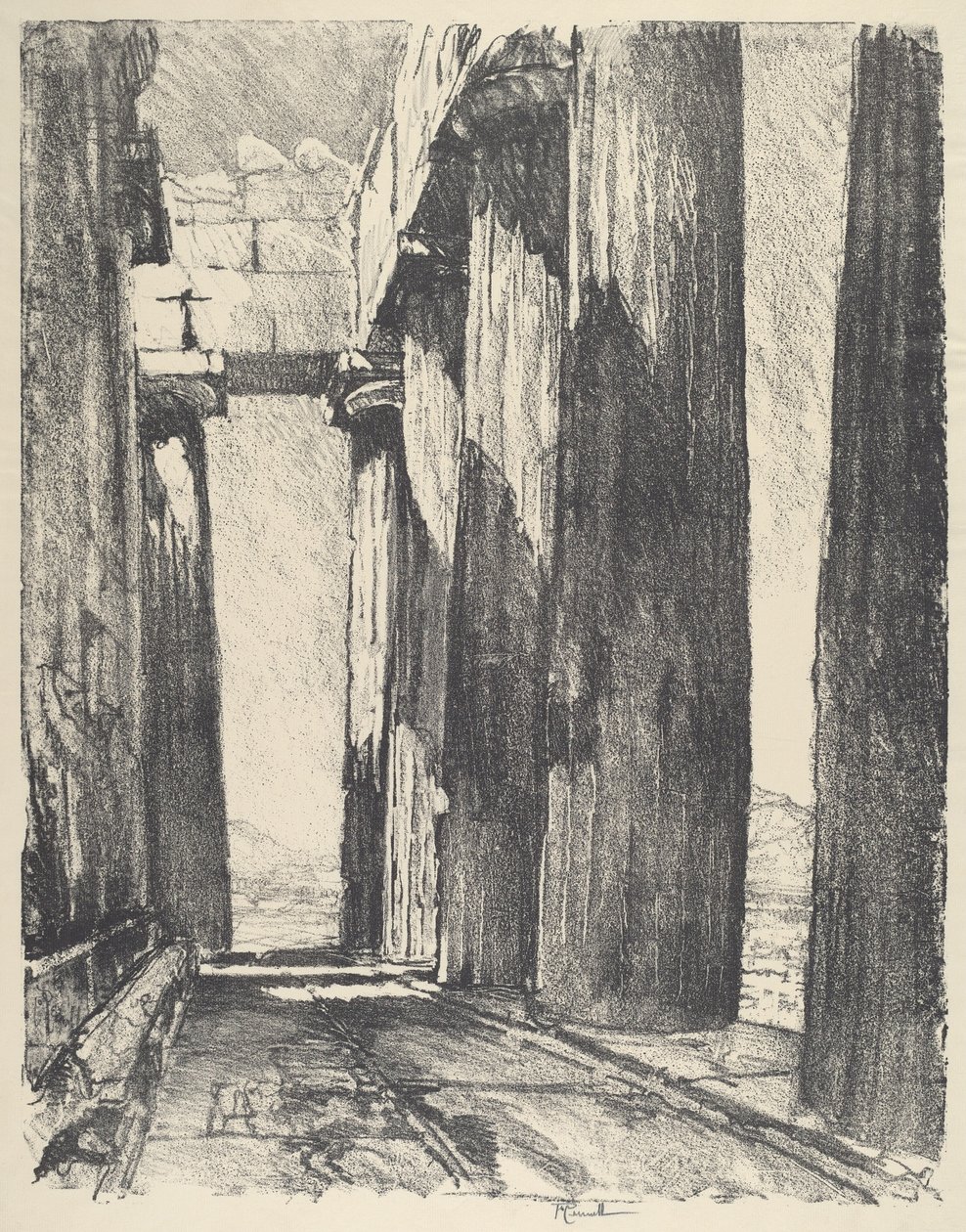 Parthenonin pylväshalli tekijältä Joseph Pennell