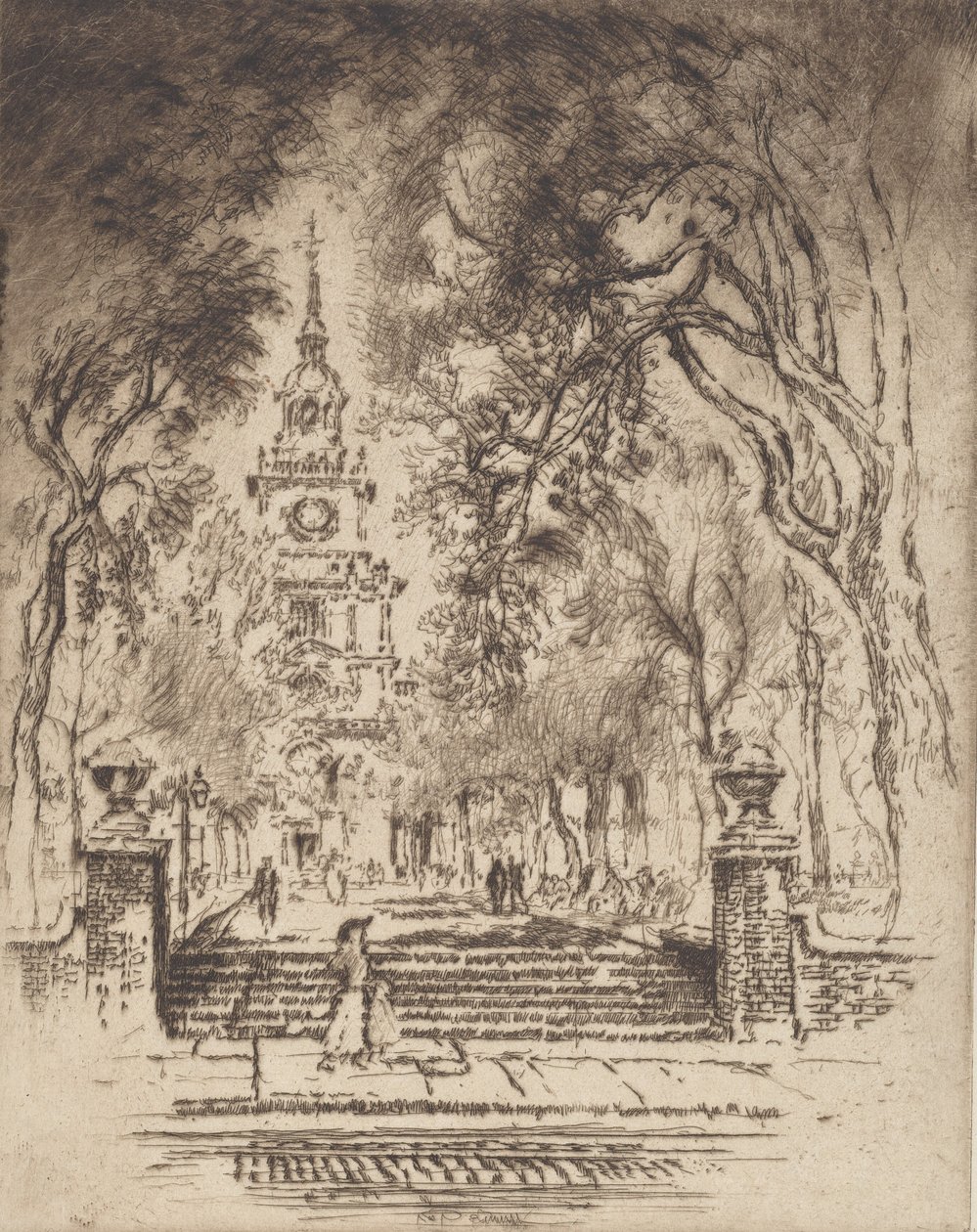 The Square, Independence Square, Philadelphia, 1920. tekijältä Joseph Pennell