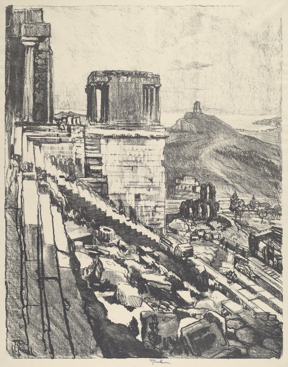 Niken temppeli, Ateena, 1913. tekijältä Joseph Pennell
