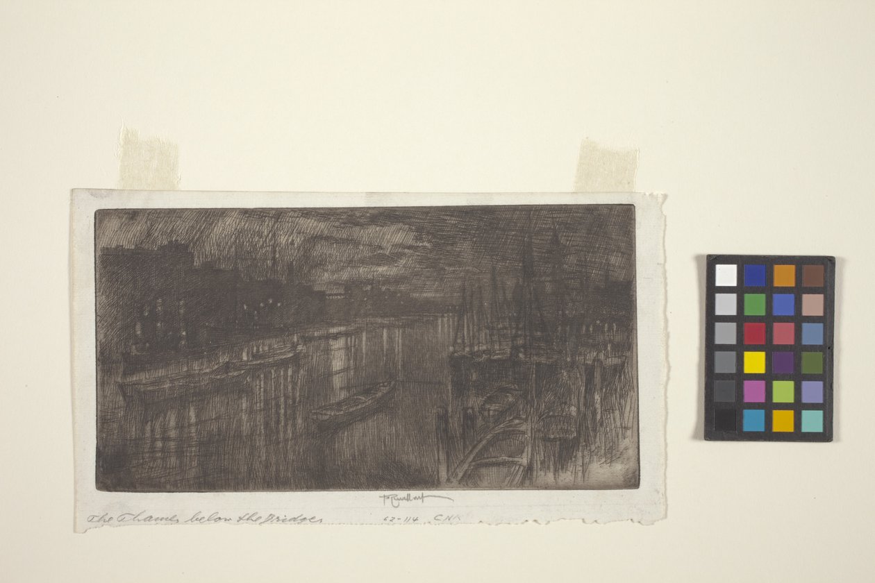 Thames sillan alla (etsaus) tekijältä Joseph Pennell