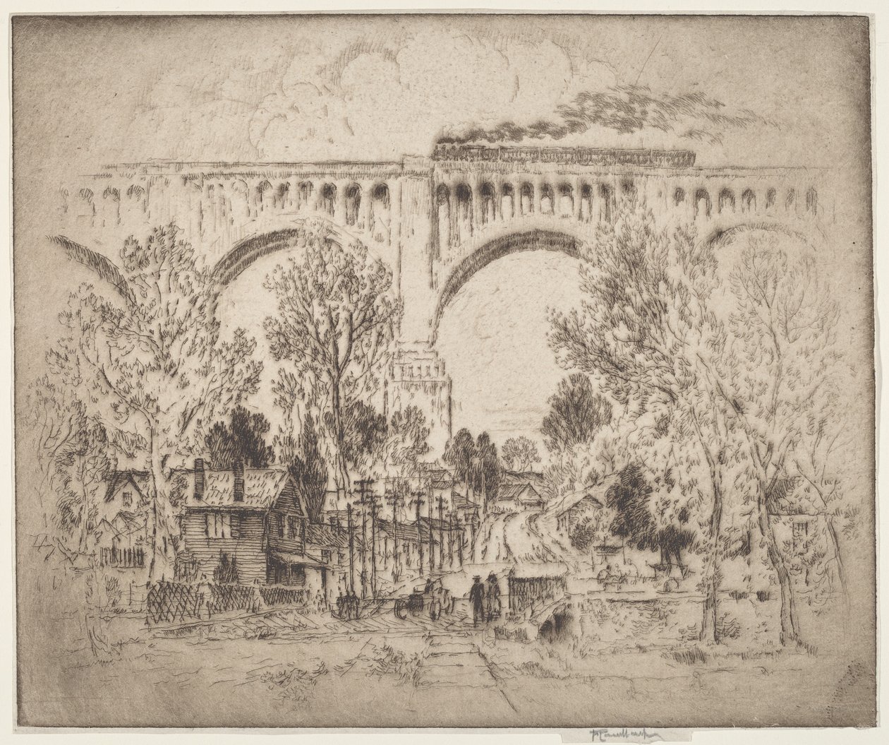 The Viaduct, D., L. & W., Nicholson, Pa. tekijältä Joseph Pennell