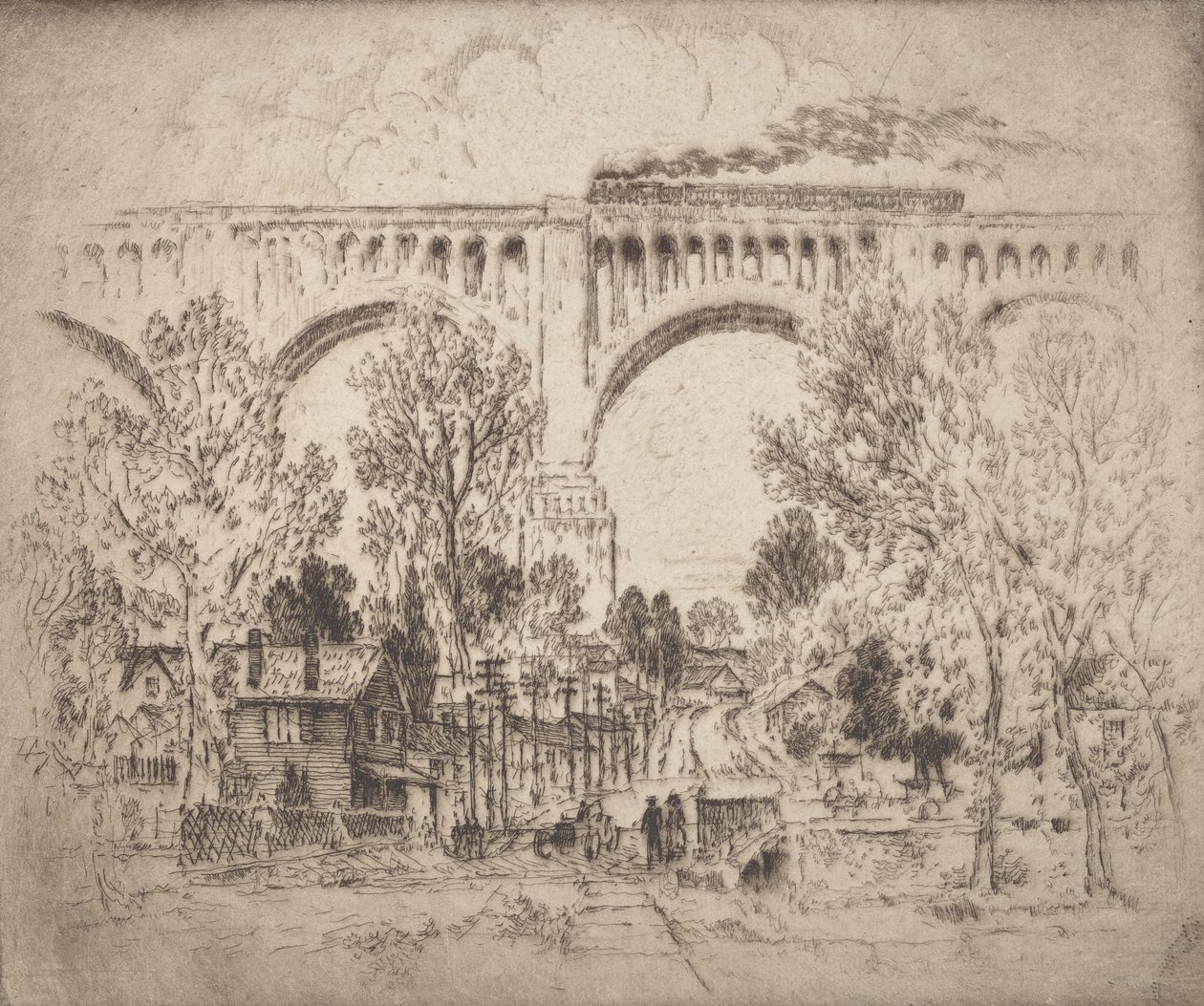 Viaduct, D., L. & W., Nicholson, Pa., 1919. tekijältä Joseph Pennell