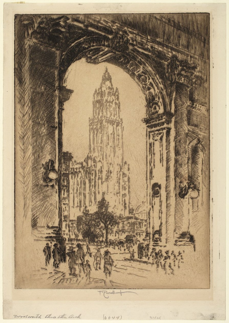 Woolworth Building kaaren läpi nähtynä tekijältä Joseph Pennell