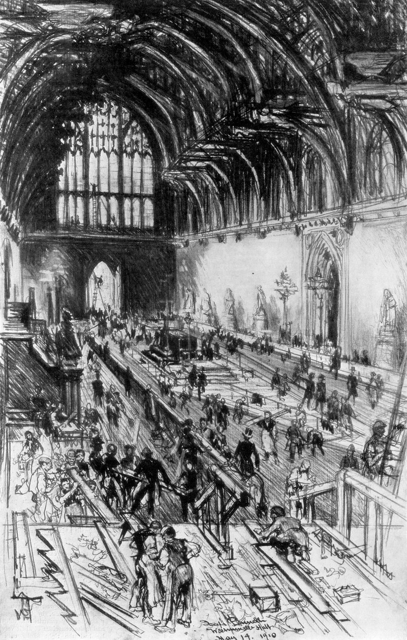 The Workmen in Possession, Westminster Hall, Lontoo, 1910. tekijältä Joseph Pennell