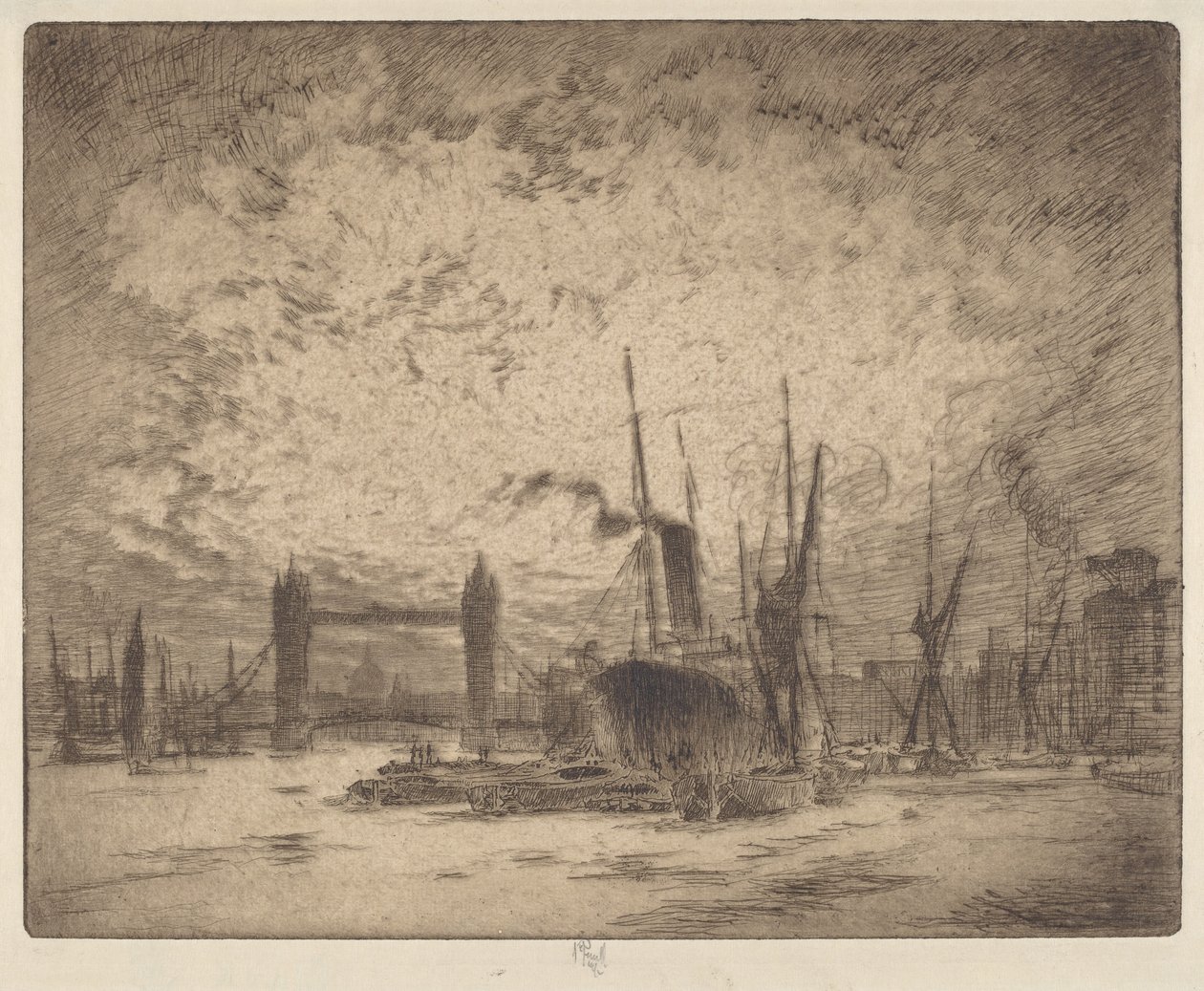 Tower Bridge, ilta tekijältä Joseph Pennell