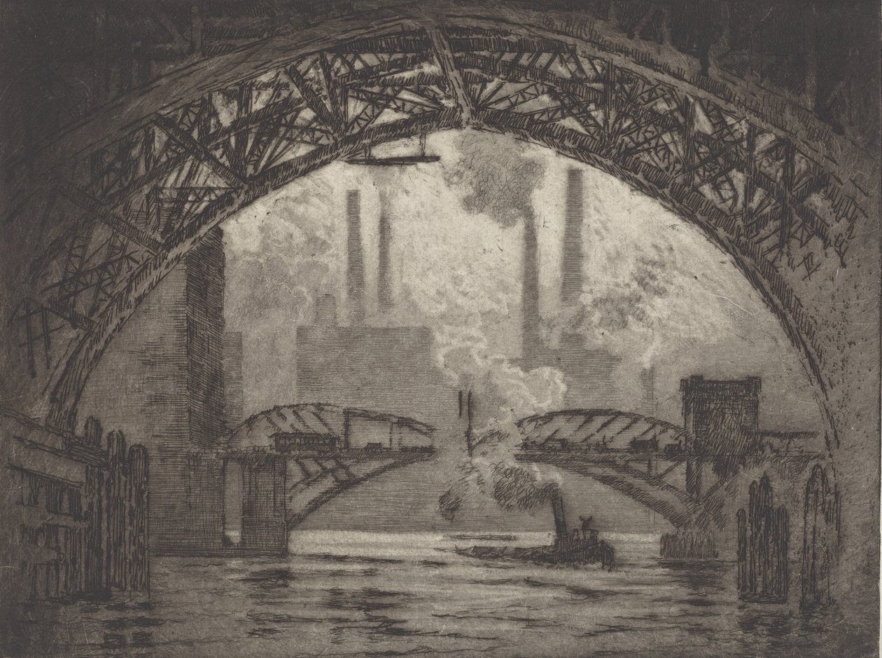 Under the Bridges, Chicago, 1910. tekijältä Joseph Pennell