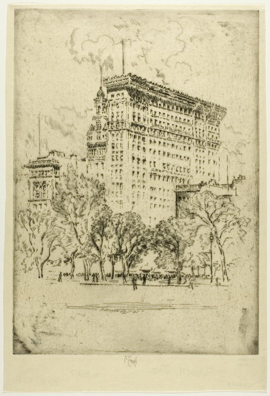 Union Square ja Bank of Metropolis tekijältä Joseph Pennell