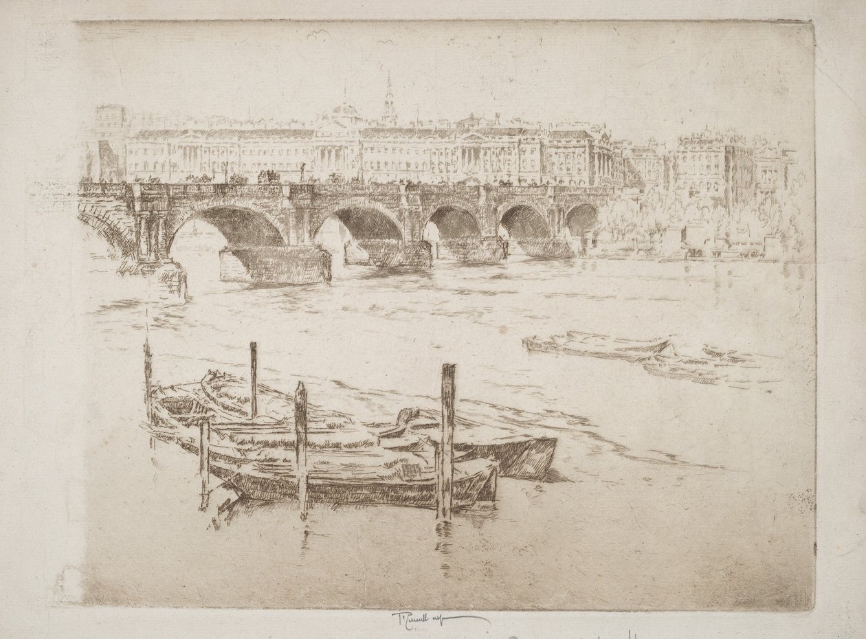 Waterloo Bridge ja Somerset House tekijältä Joseph Pennell