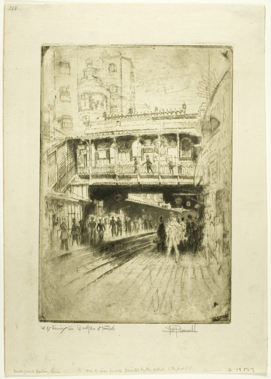 Westminster Bridgen asema tekijältä Joseph Pennell