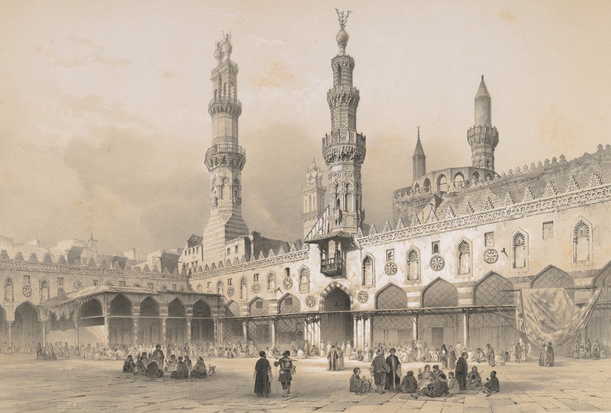 22. El Ahzarin moskeijan piha, Kairo, 1843. tekijältä Joseph Philibert Girault De Prangey