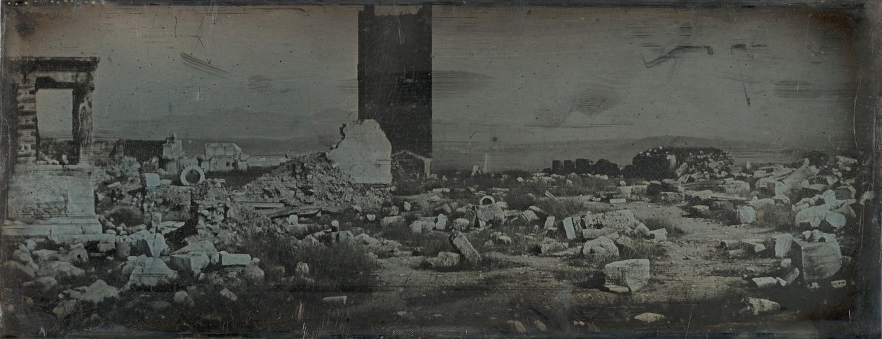 Rauniot ja etuala, Akropolis, Ateena, 1842. tekijältä Joseph Philibert Girault De Prangey