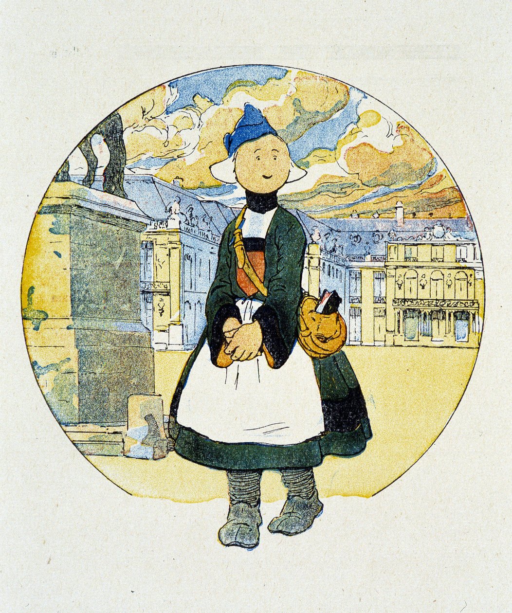 Becassine kanttiinissa. Joseph Porphyre Pinchonin (1871-1953) piirustus, 1900-luku. DR tekijältä Joseph Porphyre Pinchon
