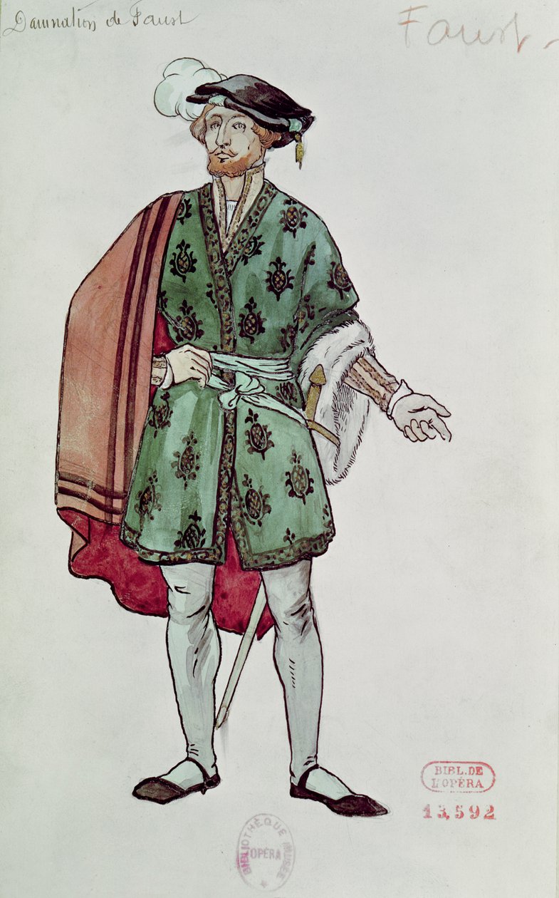 Hector Berliozin (1803-69) Faustin pukusuunnitelma teoksesta 