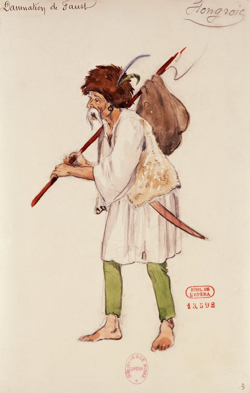 Unkarilaisen hahmon puku Hector Berliozin Faustin kadotukseen, luonnos Joseph Porphyre Pinchon (1871-1953) tekijältä Joseph Porphyre Pinchon