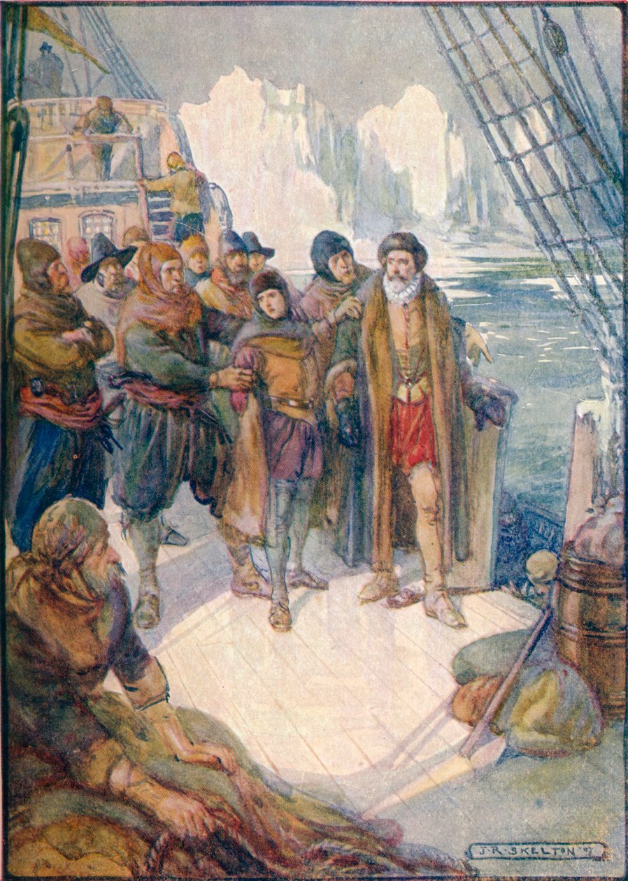 Näiden julmien miesten tarkoitus oli kääntää Hudson ajelehtimaan jäisillä vesillä, 1907, c1920 tekijältä Joseph Ratcliffe Skelton