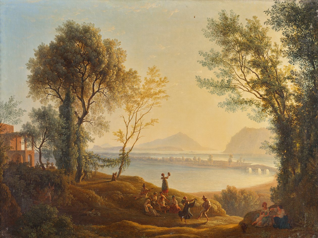 Italian maisema auringonlaskun kanssa tekijältä Joseph Rebell