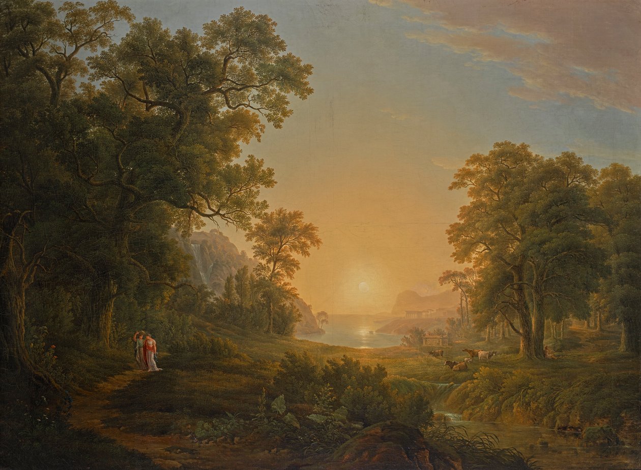 Metsämaisema auringonnousulla tekijältä Joseph Rebell